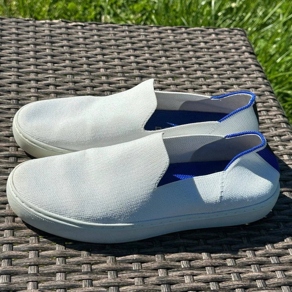 Rothy's White and Blue Loafers Slip-On Shoes